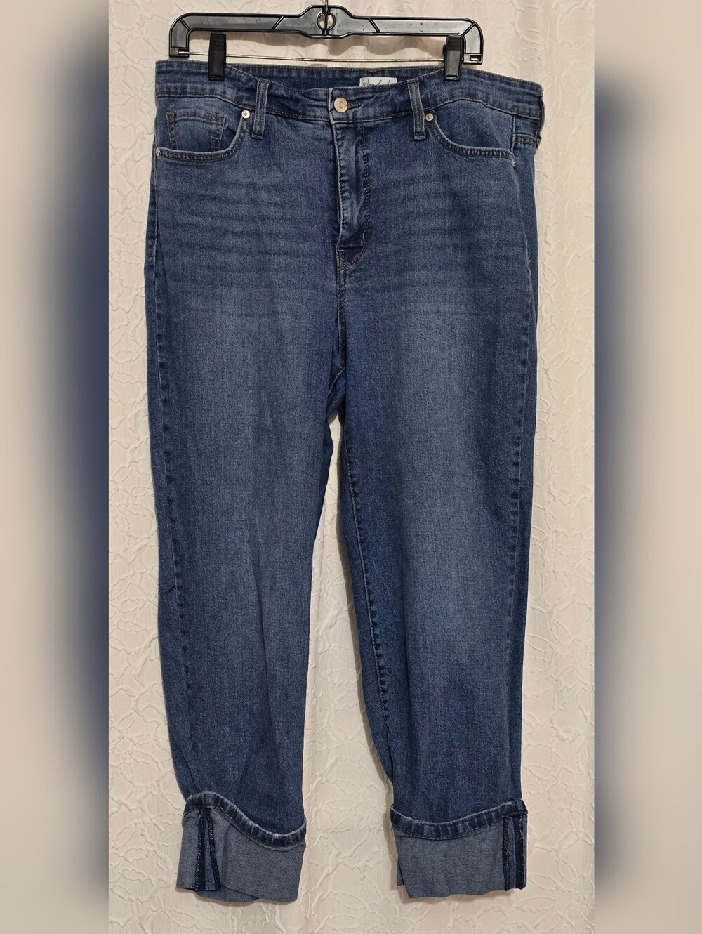 Womens WONDERLY Sz 14 High Rise Sraight Leg Cropped Jeans  Stretch